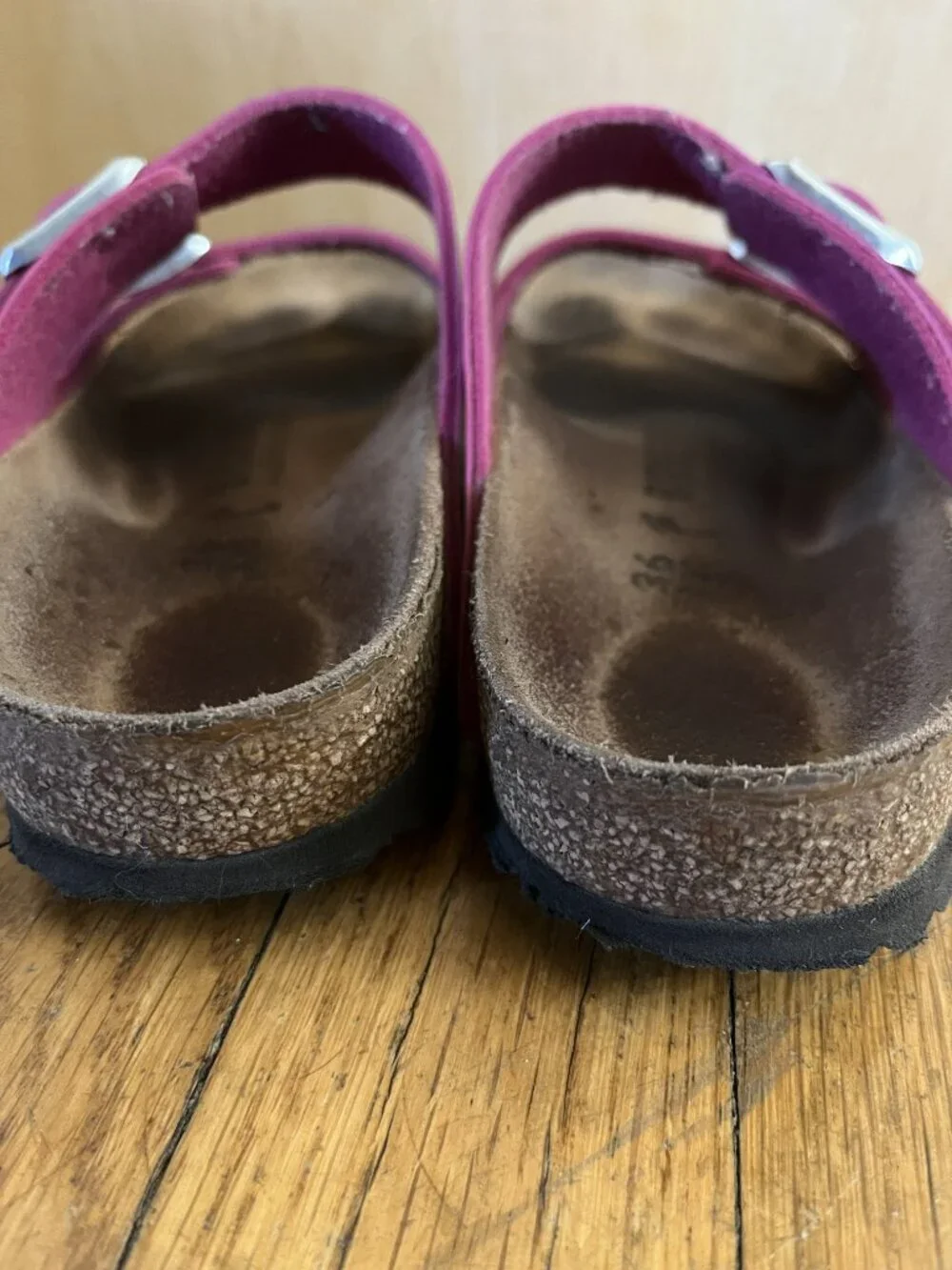 Arizona 2 Strap Classic Birkenstock Sandals 36 Hot Pink Patent Leather
